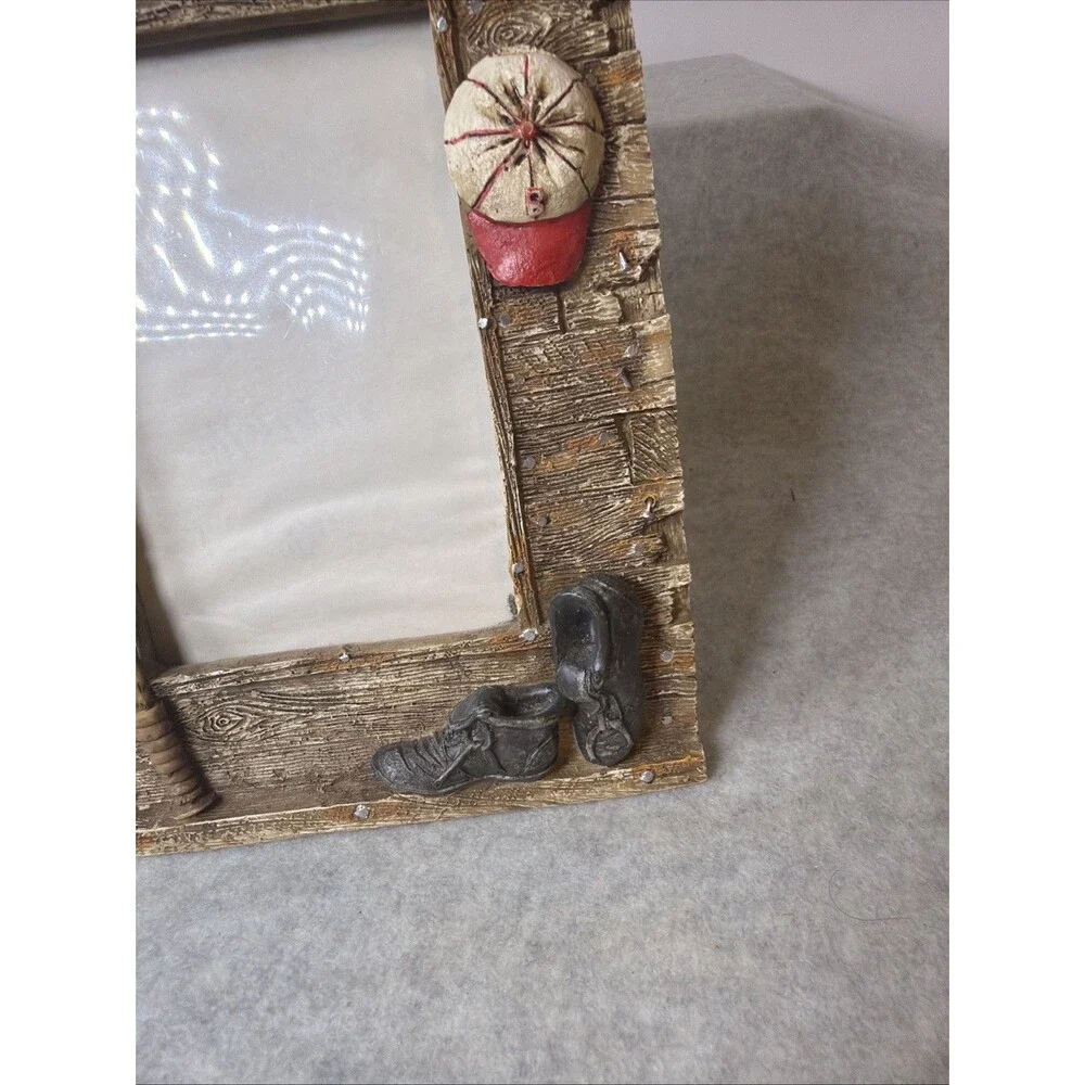 Baseball Picture Frame Faux Wood Resin Vintage Sports Decor 3x5
